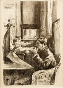 Dohányzó úriember a Café I-ben. alkotó: Lesser Ury