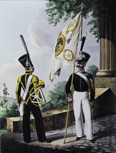 Porte-epee-Praporshchik és a Gárda Helyőrségi Zászlóalj Hornistája, 1829