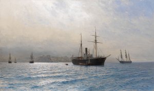 Orosz hajó a Boszporusz-szoros bejáratánál, az 1877-1878-as orosz-török háború után