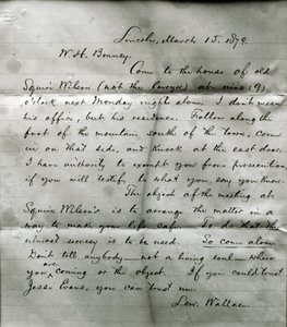 Lew Wallace levele W. H. Bonney-nak (1860-81) 1879. március 15. alkotó: Lew Wallace