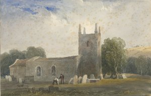 Butterton templom: akvarell festészet, és [c 1830-1840] alkotó: Lewis John Wood
