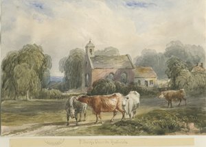 Gratwich templom: akvarell festészet, és [c 1830-1840] alkotó: Lewis John Wood