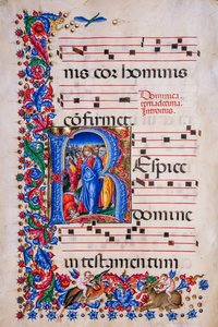 Piccolomini Könyvtár: kóruskönyv, cod. 24,9, ff. 67v a „Leper gyógyításával”, Liberale da Verona (kb. 1445-1527/9).