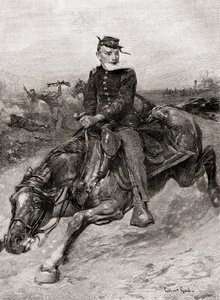 Egy diszpécserlovas az amerikai polgárháború idején, a The Century Magazine-tól, 1887-ben (metszet) alkotó: Unbekannt Unbekannt