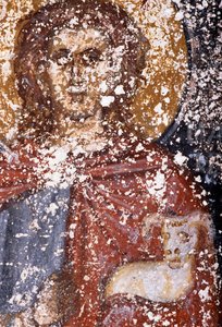 Krisztus, freskó a bizánci Sotiras Christos templomban, Vlithias, Kréta, Görögország (fotó) alkotó: Unbekannt Unbekannt