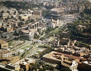Colosseum vagy Flavius-amfiteátrum, légi felvétel, i.sz. 70-80, Róma, Olaszország (fotó) alkotó: Unbekannt Unbekannt