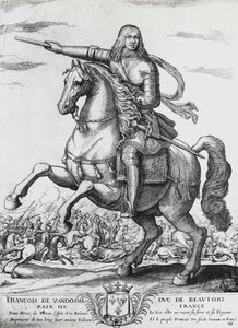 Bourbon-Vendome Ferenc (1616-1669), Beaufort második hercegének és francia tábornokának lovas portréja, Nicolas de La Fage (1600?-1655) metszete alkotó: Unbekannt Unbekannt