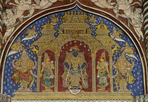 Visnut ábrázoló freskó, Thanjavur Maratha palota, Tamil Nadu, India alkotó: Unbekannt Unbekannt