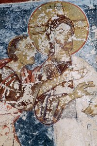 Jézus, freskó a bizánci Agios Georgios templomban, Vathi, Kréta, Görögország (fotó) alkotó: Unbekannt Unbekannt