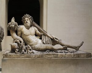 Márvány szobor, amely a Tiberis folyót, Ízisz és Szerapiszt templomot ábrázolja, Rómából alkotó: Unbekannt Unbekannt