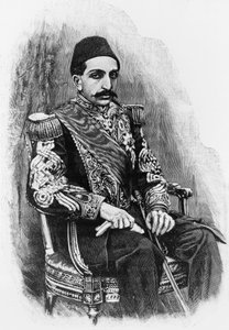 II. Abdul Hamid (1842-1918), az Oszmán Birodalom 34. szultánjának portréja 1876 és 1909 között, metszet fénykép után alkotó: Unbekannt Unbekannt