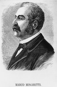 Marco Minghetti (1818-1886) olasz közgazdász és államférfi portréja, aki 1863 és 1864 között, valamint 1873 és 1876 között az Olasz Királyság miniszterelnöke volt, metszet alkotó: Unbekannt Unbekannt