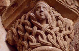 Spanyolország, Navarra, Leyre Szent Megváltó kolostora, Porta Speciosa, Feldíszített főváros alkotó: Unbekannt Unbekannt