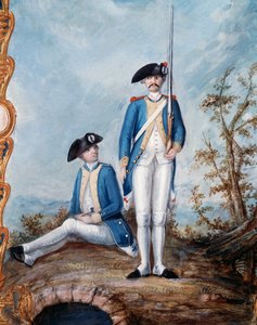 A francia gyalogság egyenruhája az amerikai függetlenségi háború idején, Nicolas Hoffmann gouache, USA alkotó: Unbekannt Unbekannt