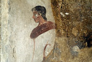 Fiatal férfi, részlet Paestumi freskóról, Campania, Olaszország, Ókori görög civilizáció, Magna Graecia (fotó) alkotó: Unbekannt Unbekannt