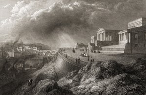 Az Edinburgh-i Új Királyi Gimnázium az E. Goodall által metszett „Európa néhány fő városának nézeteiből, Londonban, 1832-ben” alkotó: Lieutenant Colonel Batty
