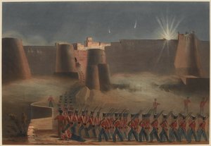 „Ghuznee megrohanása. A Viharoszlop belép az erődbe, 1839. július 23. (színes litó)