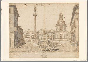 Róma kilátása Traianus oszlopával és S. Maria di Loretoval Prospetto della Colonna Traiana (cím a tárgyon)