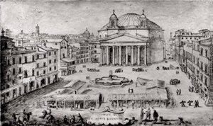 Kilátás a Pantheonra, Róma, 1670-es évek eleje.