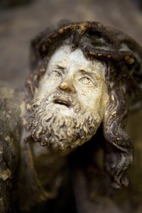 Oltárdarab, bal oldali tábla, részlet, Kereszthordozás (festett kő) alkotó: Ligier Richier