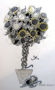 Napraforgó elrendezés, 2015 (toll és tus)
