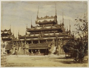 Amerapoora: Maha-Too-Lo-Bounghian Kyoung, 1855 (albumin nyomat egy viaszos papírnegatívról, akvarellel színezve) alkotó: Linnaeus Tripe