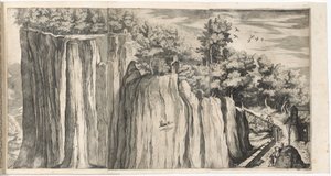 Kilátás a La Verna-hegyre a Casentino útról (Vue de la montagne della Vernia...) [A tábla] alkotó: Lino Moroni