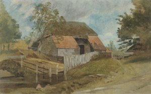 Old Barn, 1855 körül (olaj, panel) alkotó: Lionel Constable