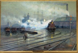 Lionel Walden (1861-1933) festménye Cardiff Docksról 1894 V. 1,27x1,93 m. Párizs, Musee d