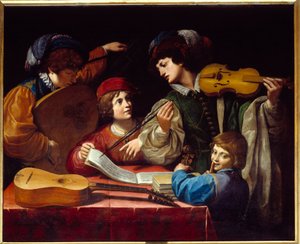 Leonello Spada (1576-1622) koncertfestménye 1615 kb. Nap. 1,43x1,72 m