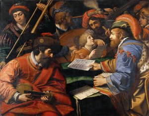 Spada, Leonello (1576-1622) koncertje. Olaj, vászon, kb 1610-1615, Mérete: 138x177. Borghese Galéria, Róma