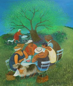 Családi piknik, 2018 (akril, papír) alkotó: Lisa Graa Jensen