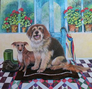 Time for Walkies, 2021, (akril, papír) alkotó: Lisa Graa Jensen