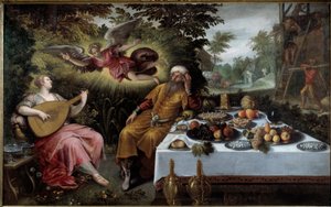 A gazdagság hiúsága vagy a melankolikus nyomorúság. Ludovico Pozzoseratto (1550-1610) festménye