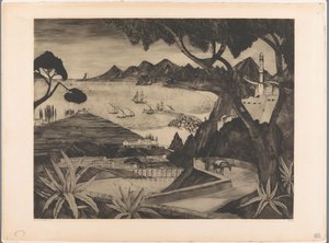 Hegyi táj öböllel Korzikán La Corse (eredeti cím) alkotó: Lodewijk Schelfhout (signed by artist)