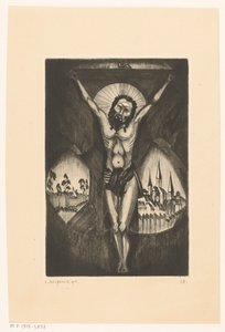 Krisztus a kereszten Le Christ I (eredeti cím a tárgyon) alkotó: Lodewijk Schelfhout (signed by artist)