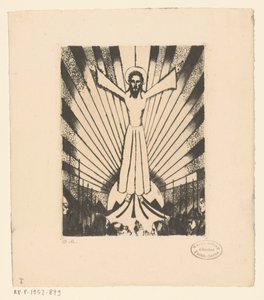 Krisztus kitárt karokkal dombos tájon alkotó: Lodewijk Schelfhout (signed by artist)
