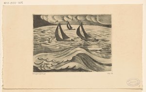 Három vitorlás hajó viharban a tengeren La Tempete (eredeti cím) alkotó: Lodewijk Schelfhout (signed by artist)