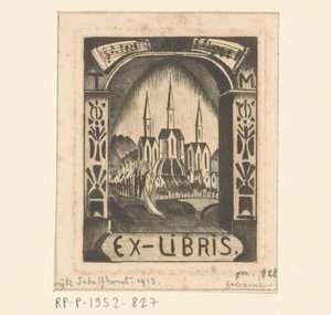Ex libris T. Mengelberg alkotó: Lodewijk Schelfhout (signed by artist)