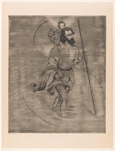 Szent Kristóf a gyermek Krisztussal Szent Kristóf (eredeti cím) alkotó: Lodewijk Schelfhout (signed by artist)