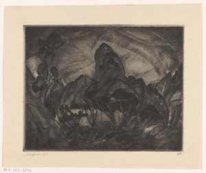 Dombos táj fákkal Les Arbres (eredeti cím a tárgyon) alkotó: Lodewijk Schelfhout (signed by artist)