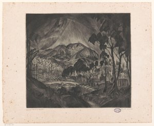 Dombos táj iparral Evolúció (eredeti cím az objektumon) alkotó: Lodewijk Schelfhout (signed by artist)
