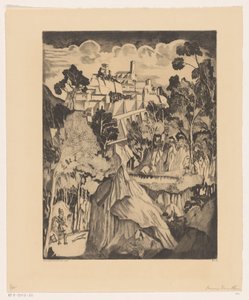 Dombos táj, vadász Paysage romantic (eredeti cím) alkotó: Lodewijk Schelfhout (signed by artist)
