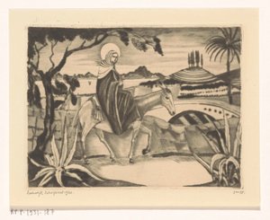 Repülés Egyiptomba La Fuite és Egyiptom II (eredeti cím) alkotó: Lodewijk Schelfhout (signed by artist)