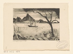 Vitorlás hajó egy öbölben Le Bateau (eredeti cím) alkotó: Lodewijk Schelfhout (signed by artist)