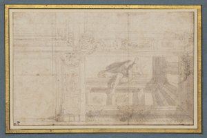 Ignudo, mennyezeti freskó után a Sala di Ulisse-ban, Palazzo Poggi, Bologna alkotó: Lodovico Carracci