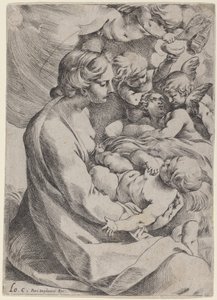 Madonna és gyermeke angyalokkal alkotó: Lodovico Carracci