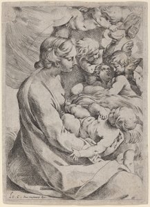 Madonna és gyermeke angyalokkal alkotó: Lodovico Carracci