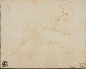 Ülő, terített nő profiljában alkotó: Lodovico Carracci