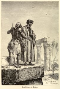 "Ibn Battuta Egyiptomban" középkori utazó, Muhammad Ibn Battuta Egyiptomba látogat alkotó: Léon (after) Benett